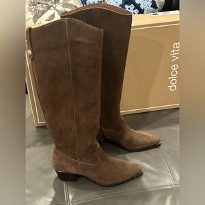 Dolce Vita Dark Brown Suede Knee Boot with Block Heel